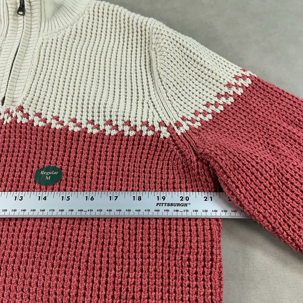 L.L. Bean Cable Knit Quarter Zip Sweater Long Sleeve Color Block Mens Medium NWT - Picture 8 of 13